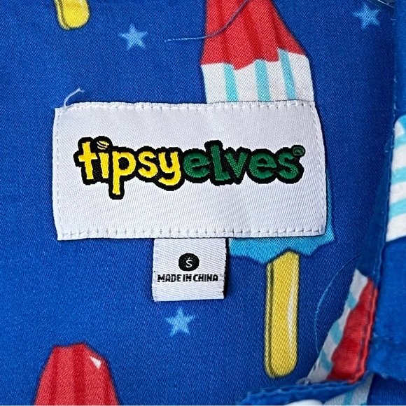Tipsy Elves WOMEN'S Blue GRAND FINALE TIE-FRONT SHIRT Popsicle Print Size Small - Picture 6 of 9